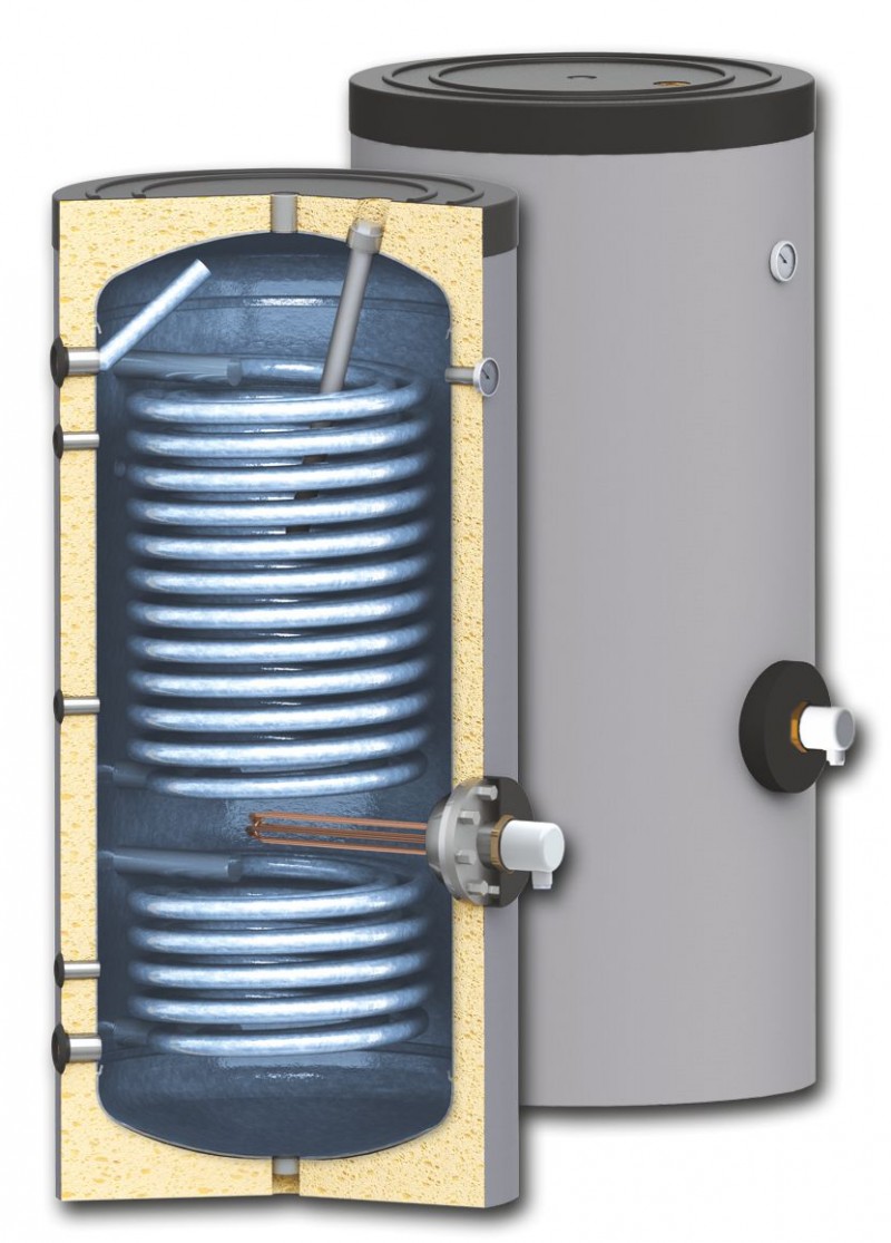 Boiler cu serpentine mărite pentru instalații cu pompe de căldură, model SWPN2