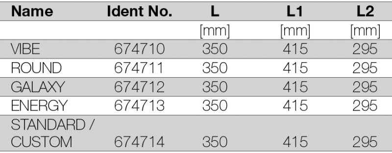 RIGOLA DE SCURGERE PENTRU DUS LIV 350 - tabel cu dimensiuni