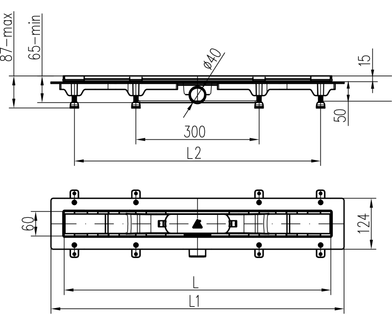 RIGOLA DE SCURGERE PENTRU DUS LIV 750 - desen tehnic