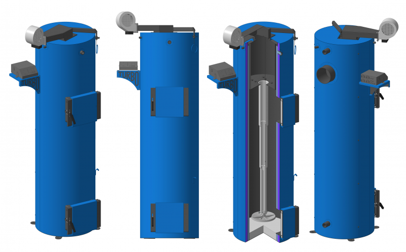 zan (centrala) pe combustibil solid tip lumanare Fornello Turbo 25 Kw , cu ventilator si automatizare