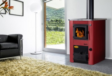 Poza Soba de gatit pe lemn cu incalzire centrala Concept 2 Mini - rosu