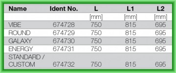 Poza RIGOLA DE SCURGERE PENTRU DUS LIV 750 - tabel cu dimensiuni