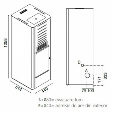 Poza Semineu pe peleti KAREN 9 kW - desen tehnic