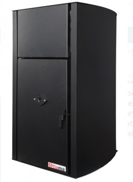 poza Centrala pe peleti Fornello Fiama Confort B 25 kw, complet echipata pentru incalzire, pompa, vas expansiune, automatizare, buncar peleti 25 kg, tiraj fortat, culoare Black, aprindere automata, pana la 160 mp