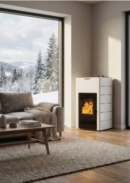 Poza Termosemineu peleti SUNSYSTEM CONCEPT NEW 25 kW alb BURNIT